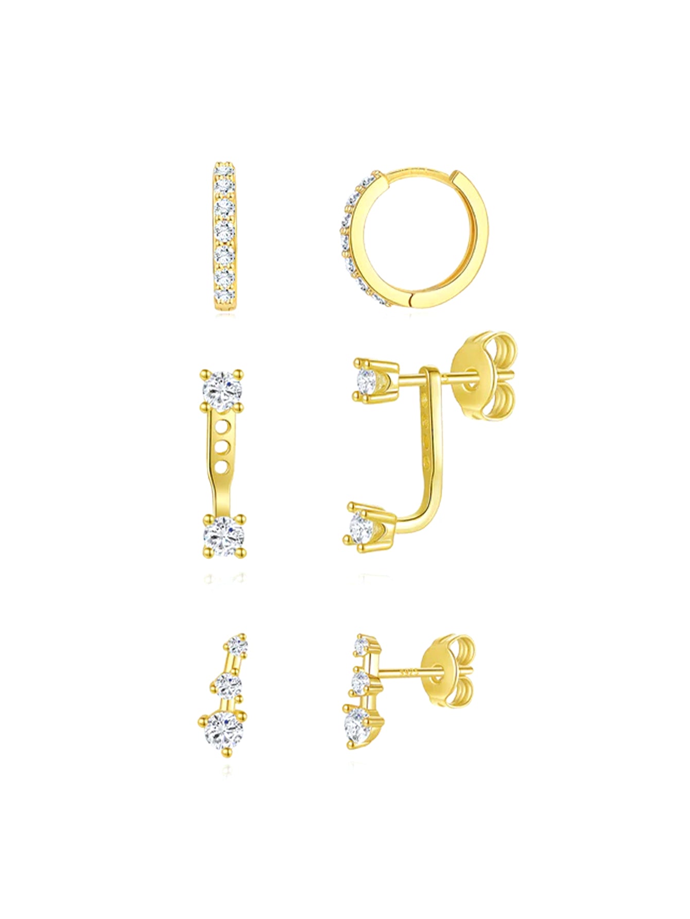 Popular 3 Piece Zircon Earring Set-Olarajewelry