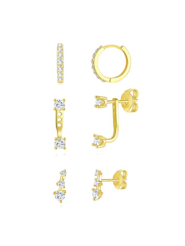 Popular 3 Piece Zircon Earring Set-Olarajewelry