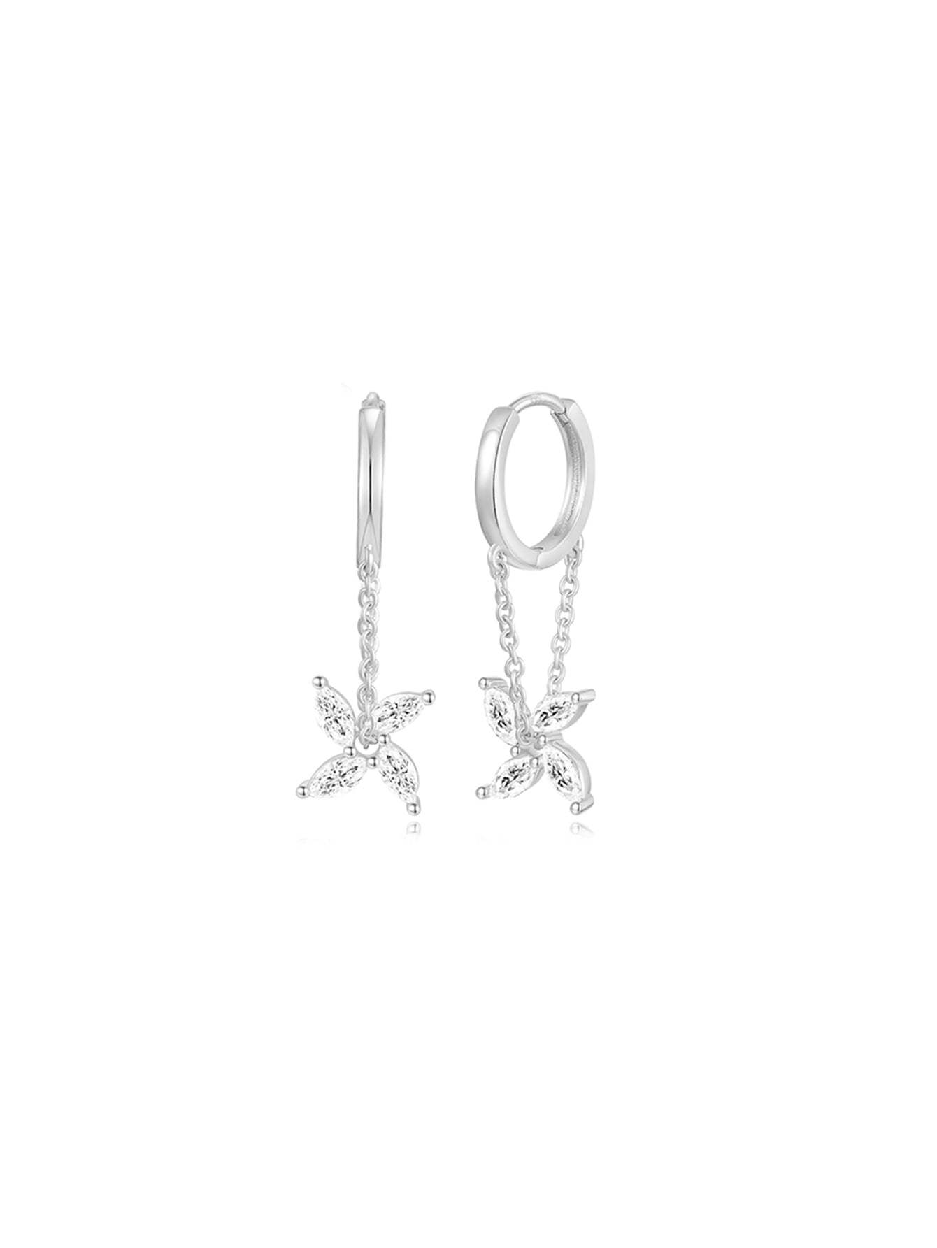 Simple Fashion Windmill Zircon Hoop Drop Earring Set-Olarajewelry
