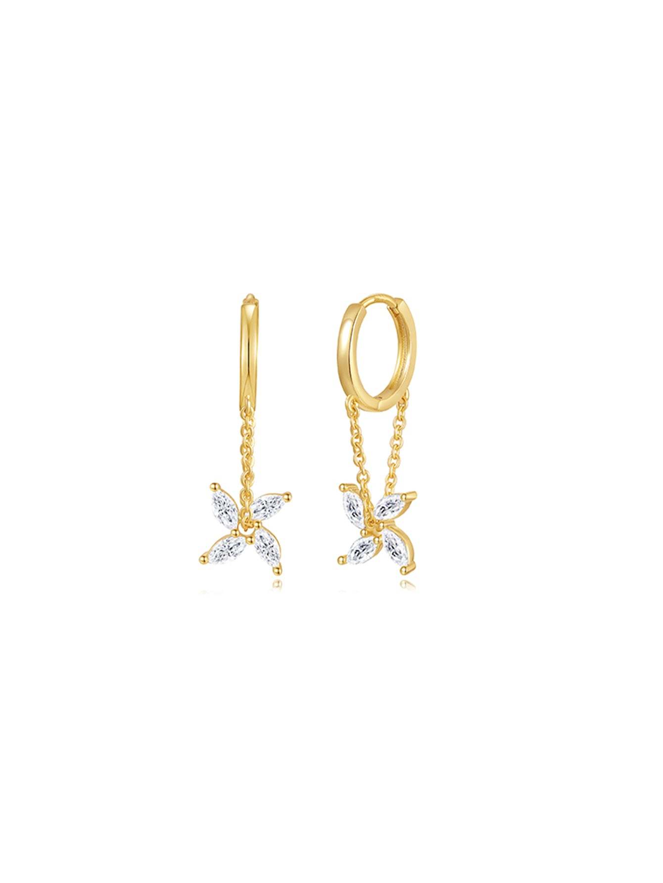 Simple Fashion Windmill Zircon Hoop Drop Earring Set-Olarajewelry