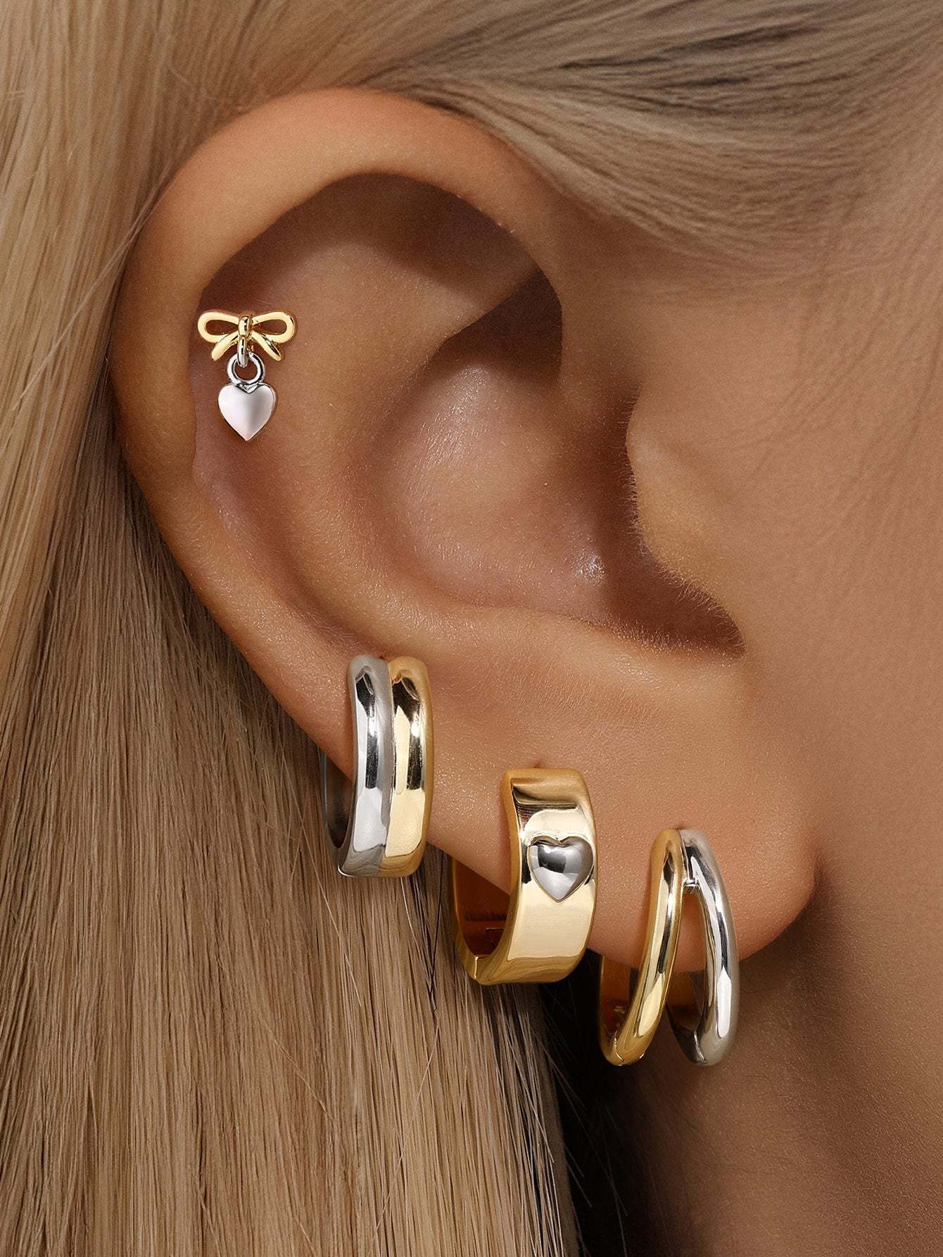 Two Tone Chunky Hoop Earrings-Olarajewelry