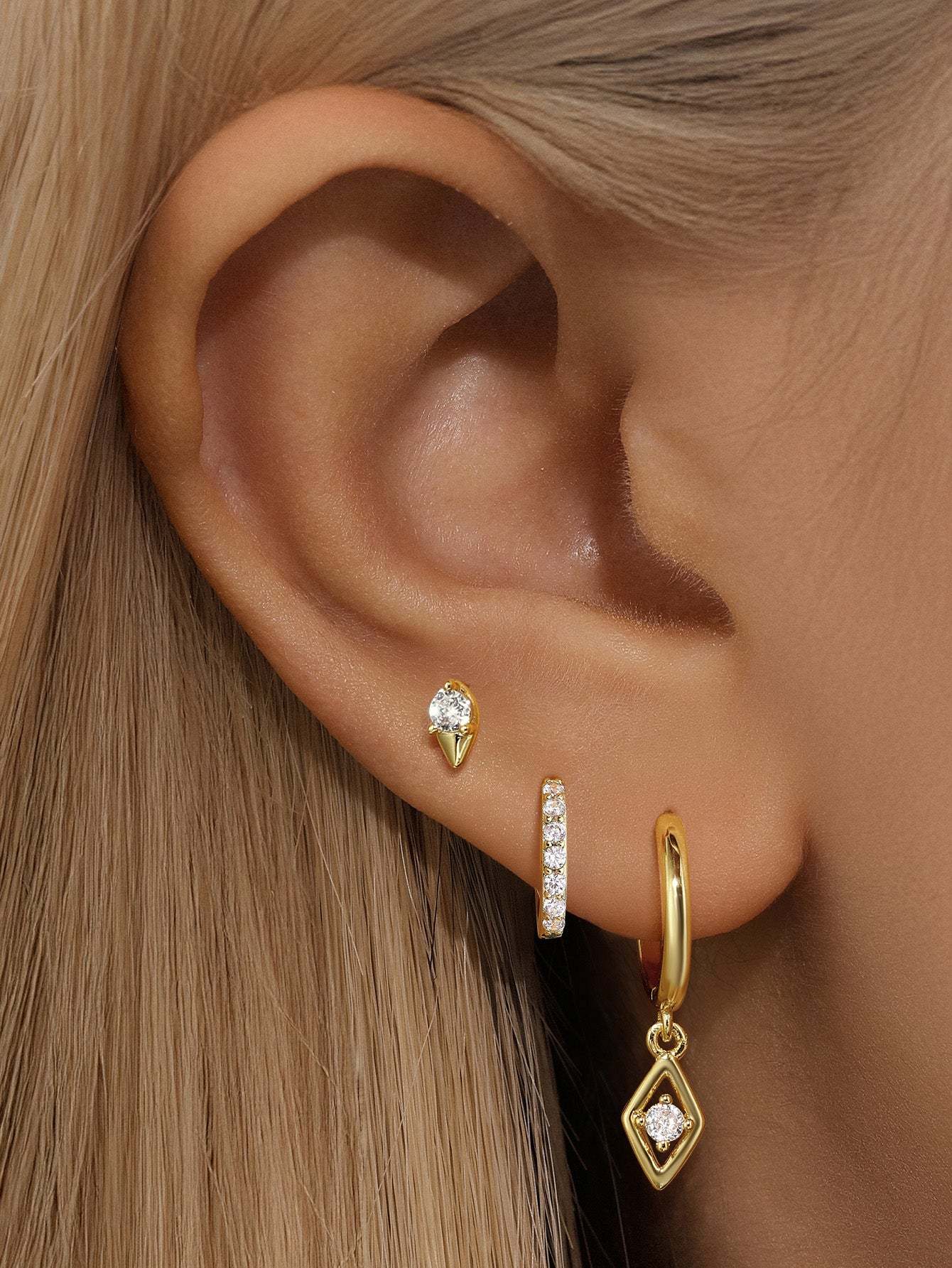 Olara Pave Cone Hoop Earrings Set-Olarajewelry
