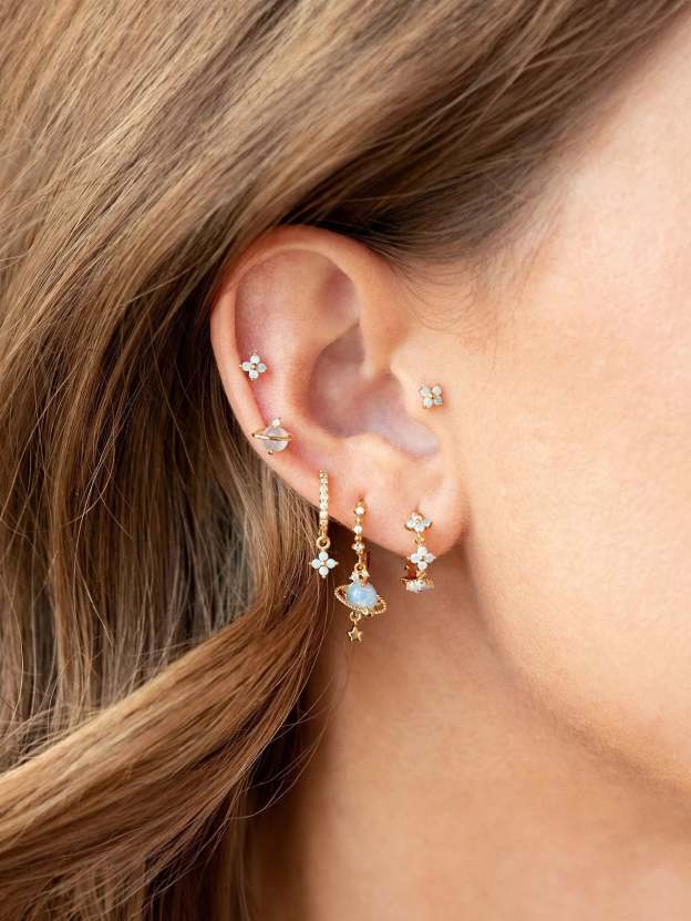 Olara Blue Opal Flower 6-Piece Earring Set-Olarajewelry