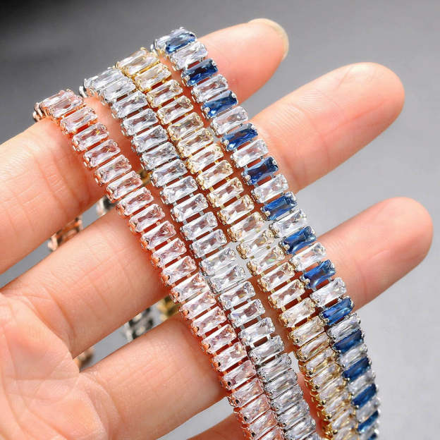 Olara Single Row Zircon Rectangular Multicolor Bracelet-Olarajewelry