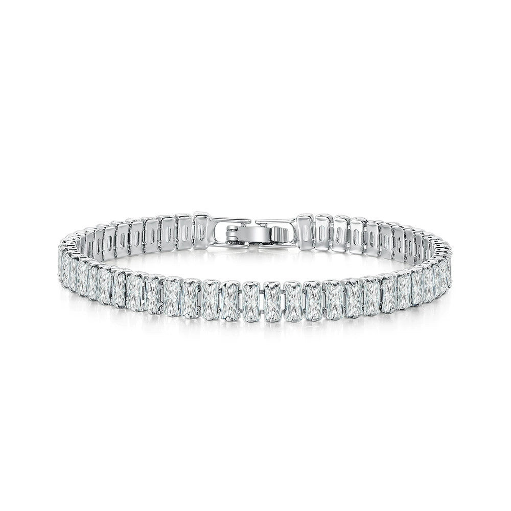 Olara Single Row Zircon Rectangular Multicolor Bracelet-Olarajewelry