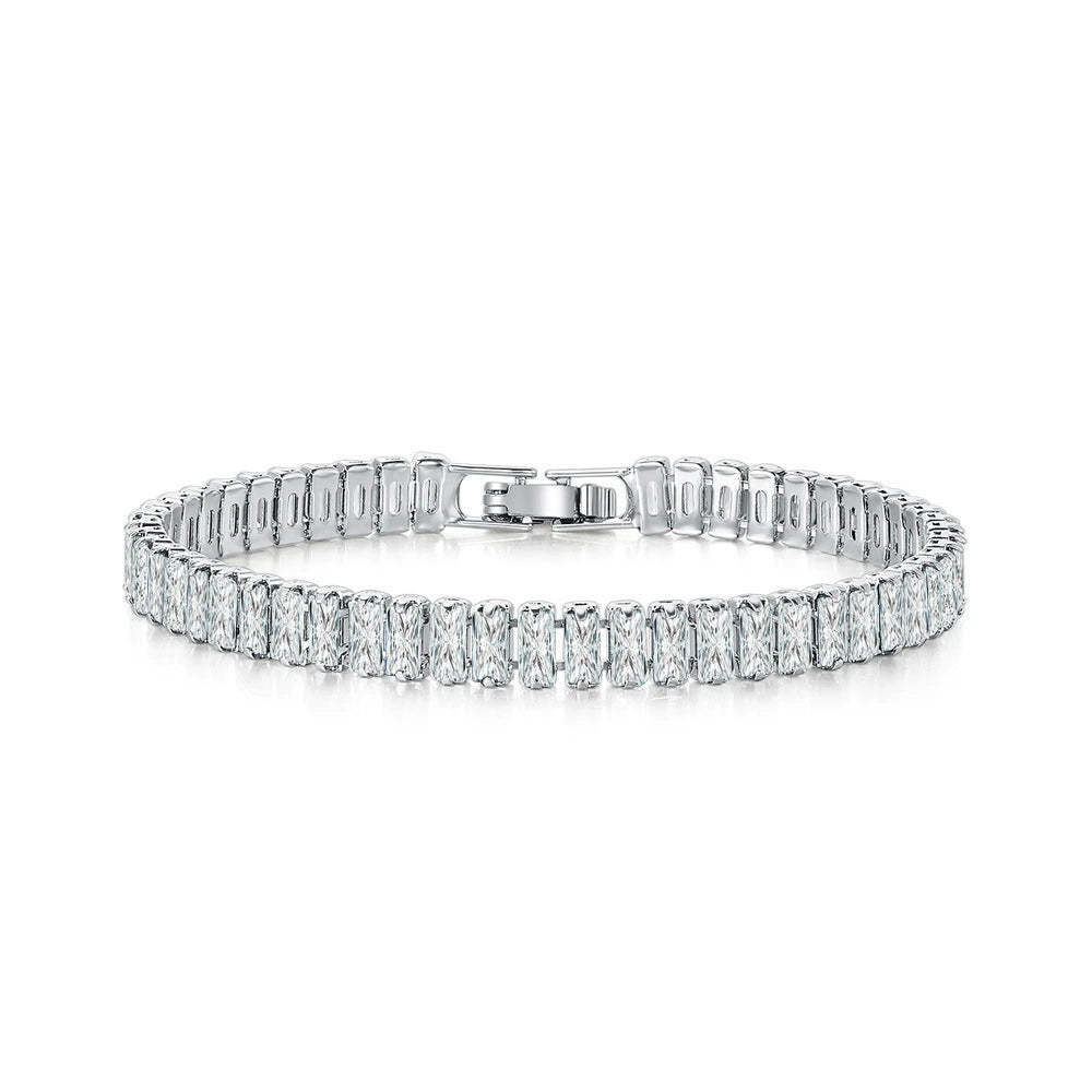 Olara Single Row Zircon Rectangular Multicolor Bracelet-Olarajewelry
