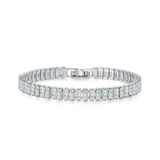 Olara Single Row Zircon Rectangular Multicolor Bracelet-Olarajewelry
