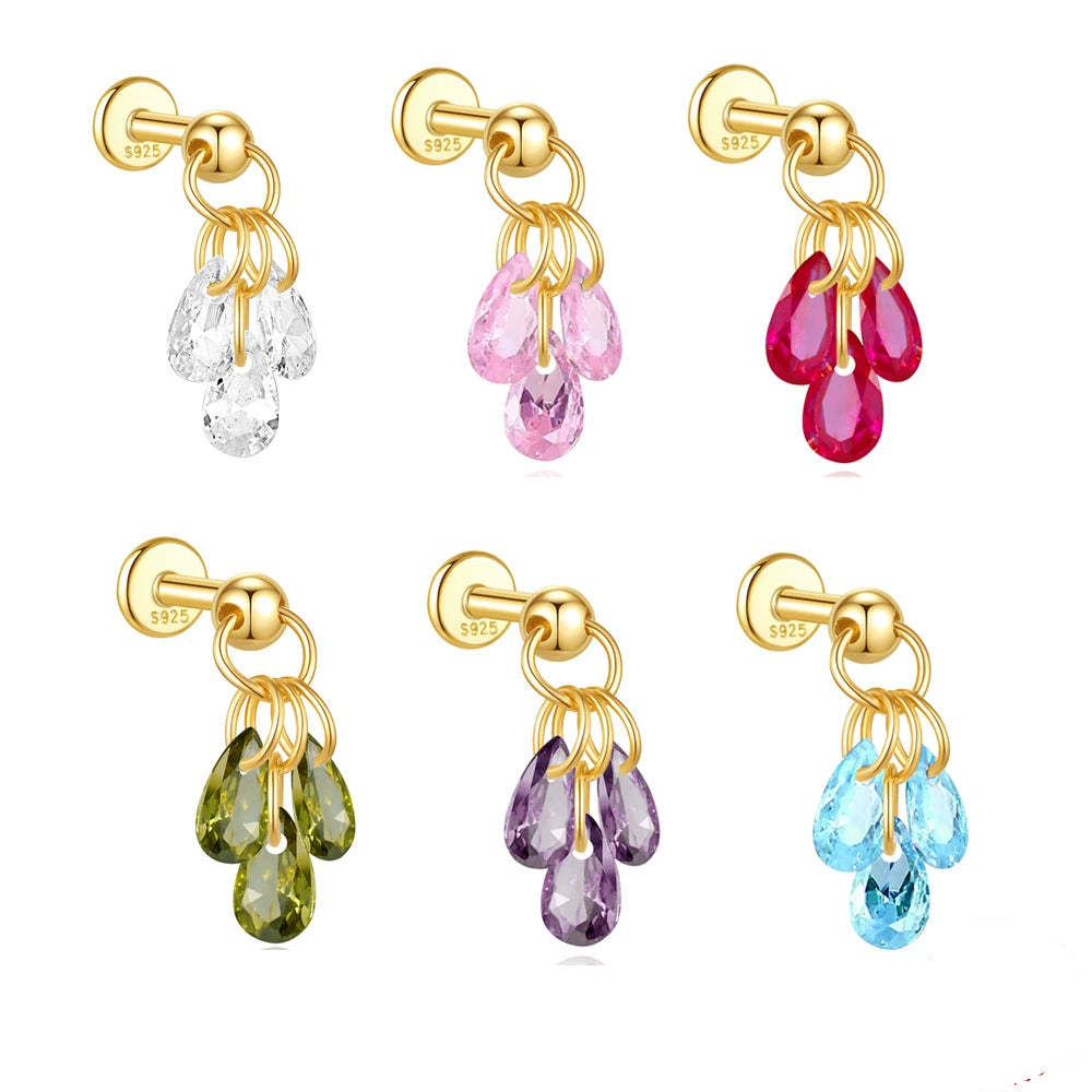 925 Sterling Silver Water Drop Piercing Earring Series