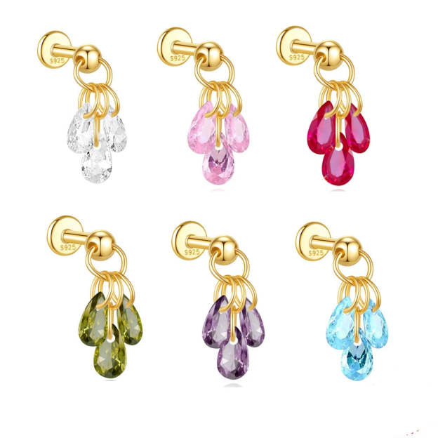 925 Sterling Silver Water Drop Piercing Earring Series