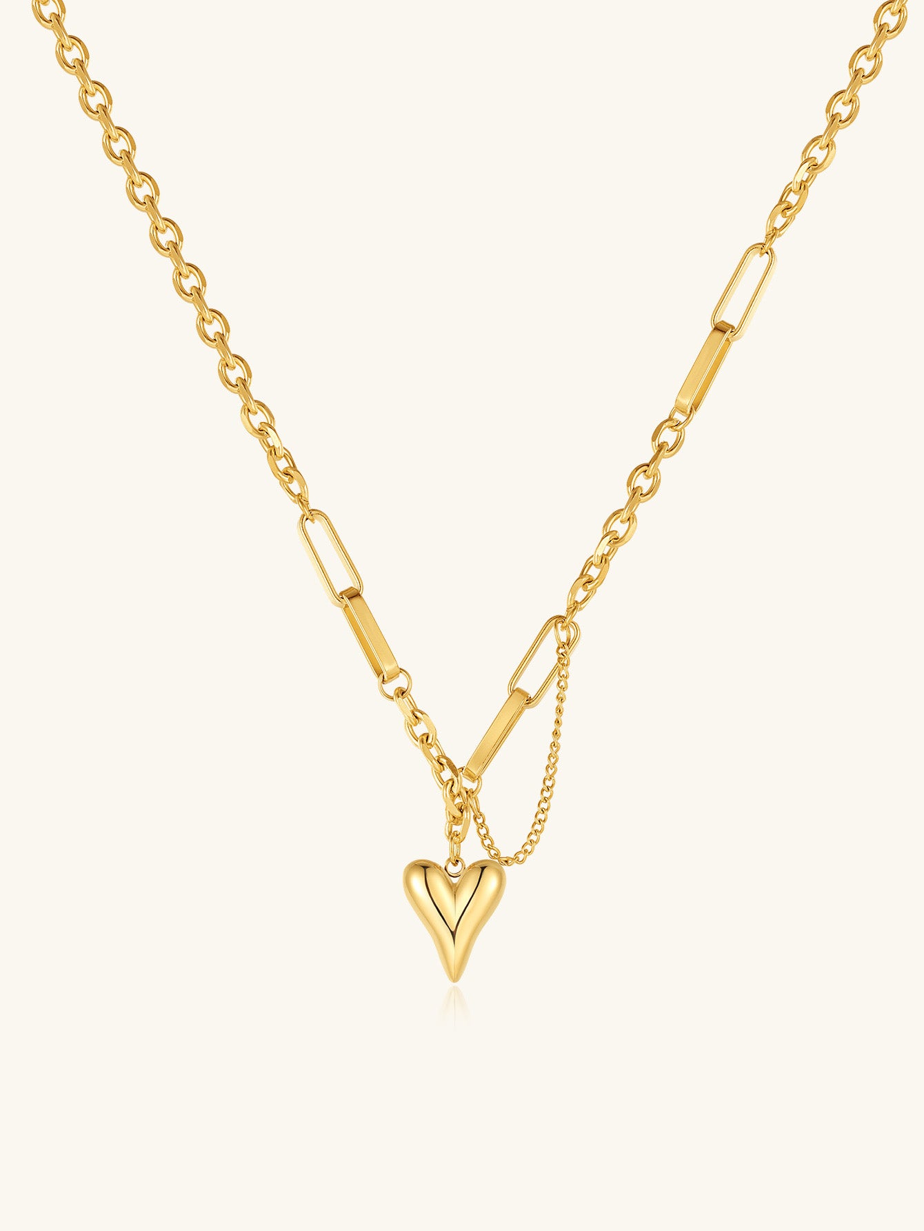 Olara Heart Shape Pendant Premium Texture Necklace Bracelet Set-Olarajewelry