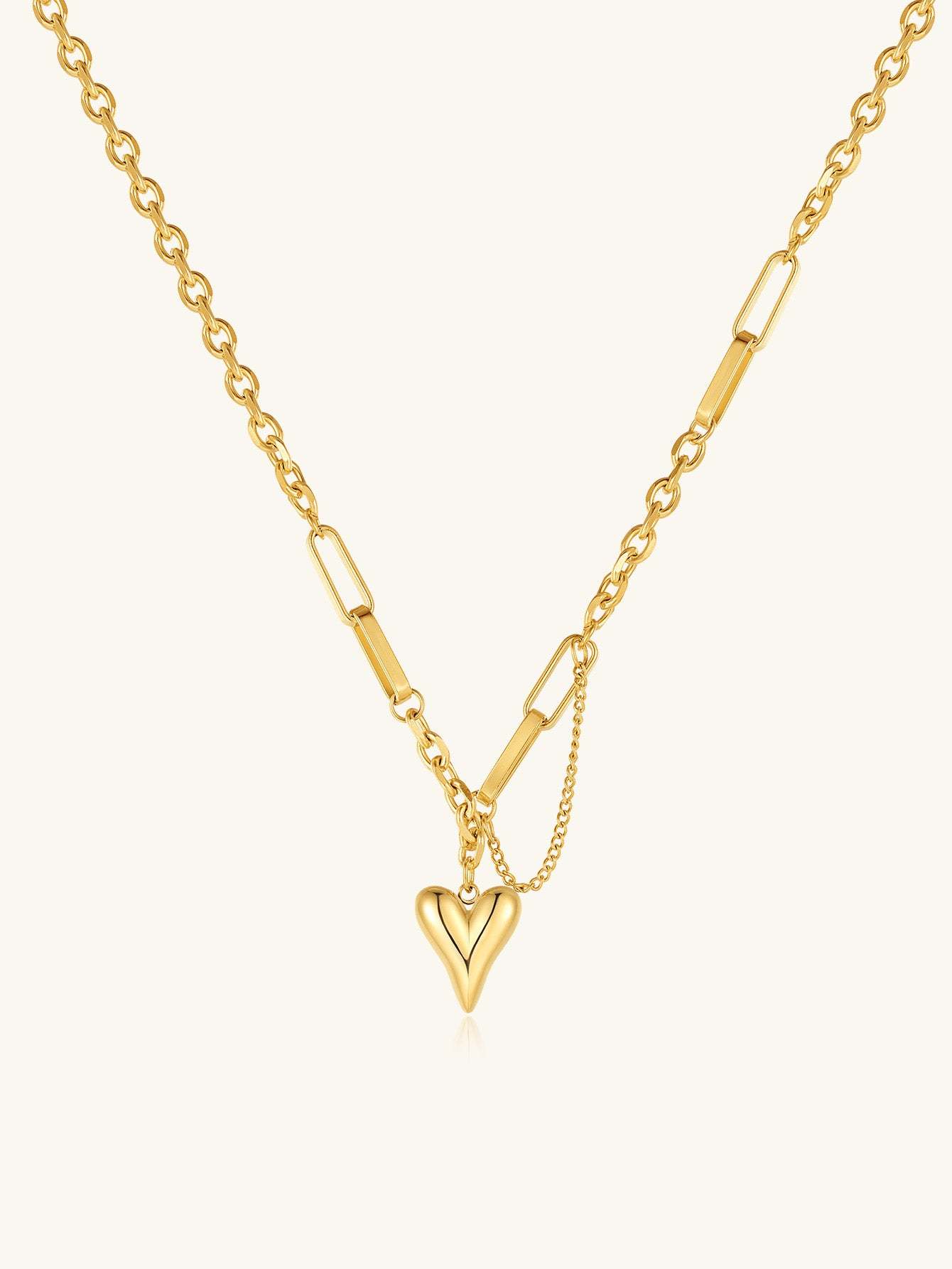 Olara Heart Shape Pendant Premium Texture Necklace Bracelet Set-Olarajewelry