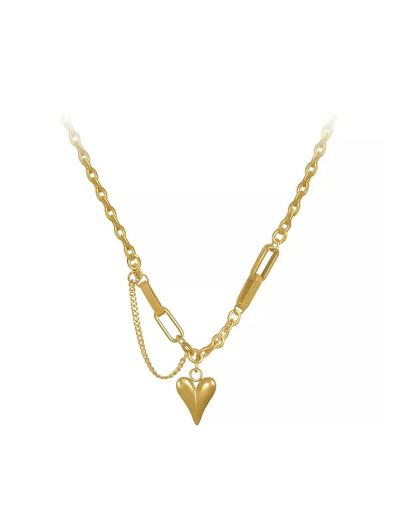 Olara Heart Shape Pendant Premium Texture Necklace Bracelet Set-Olarajewelry
