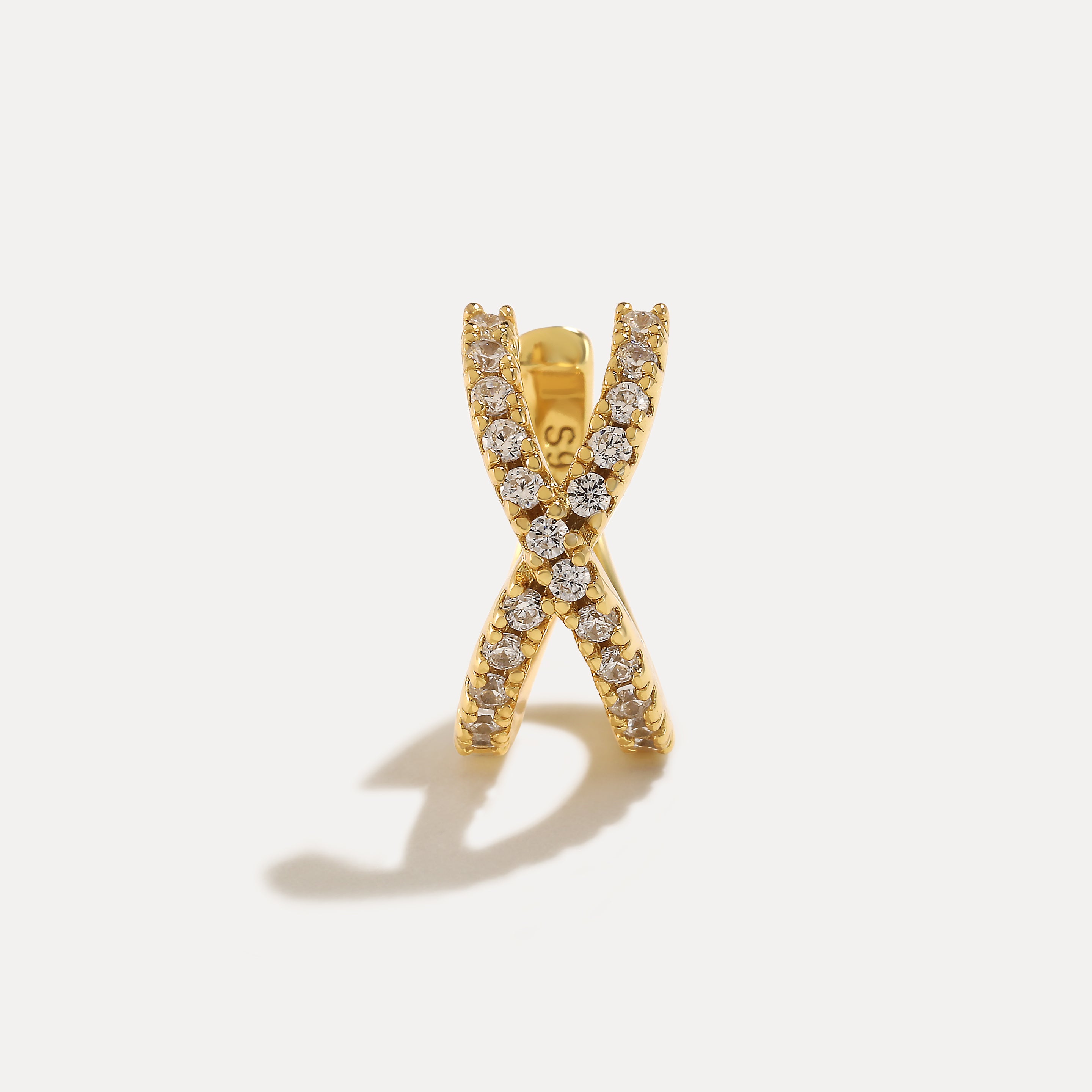 925 Sterling Silver Criss-cross Pave Zircon Ear Cuff-Olarajewelry