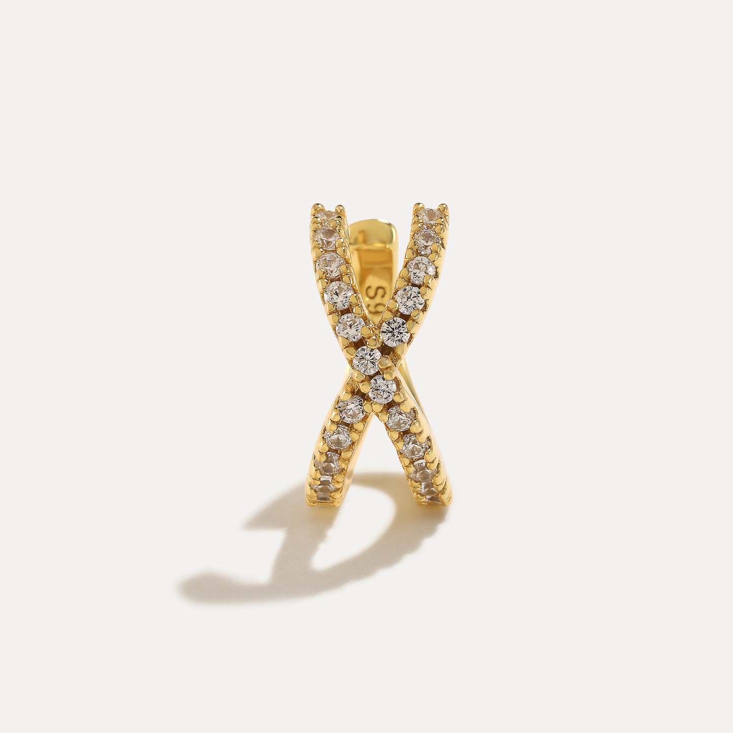 925 Sterling Silver Criss-cross Pave Zircon Ear Cuff-Olarajewelry
