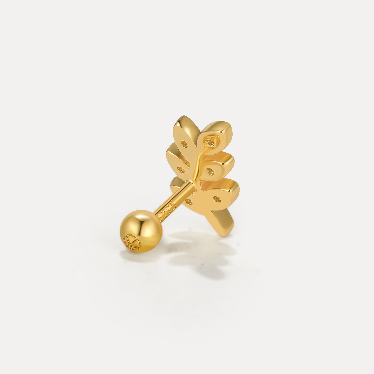 S925 Leaf Pave Perforated Stud-Olarajewelry