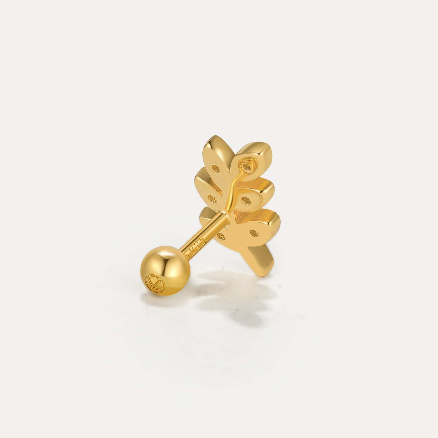 S925 Leaf Pave Perforated Stud-Olarajewelry