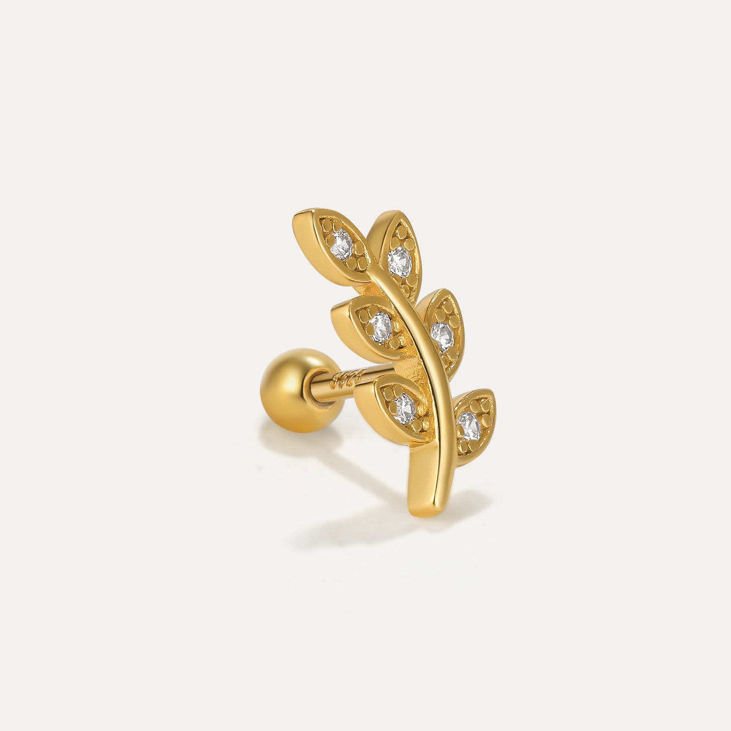 S925 Leaf Pave Perforated Stud-Olarajewelry