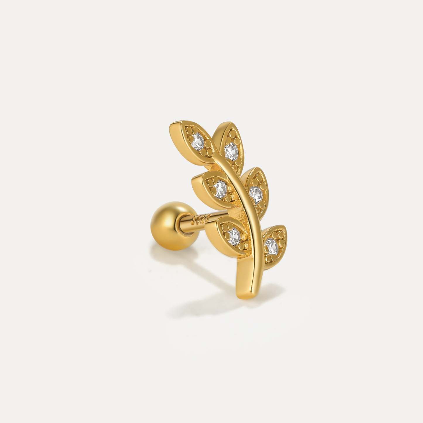 S925 Leaf Pave Perforated Stud-Olarajewelry