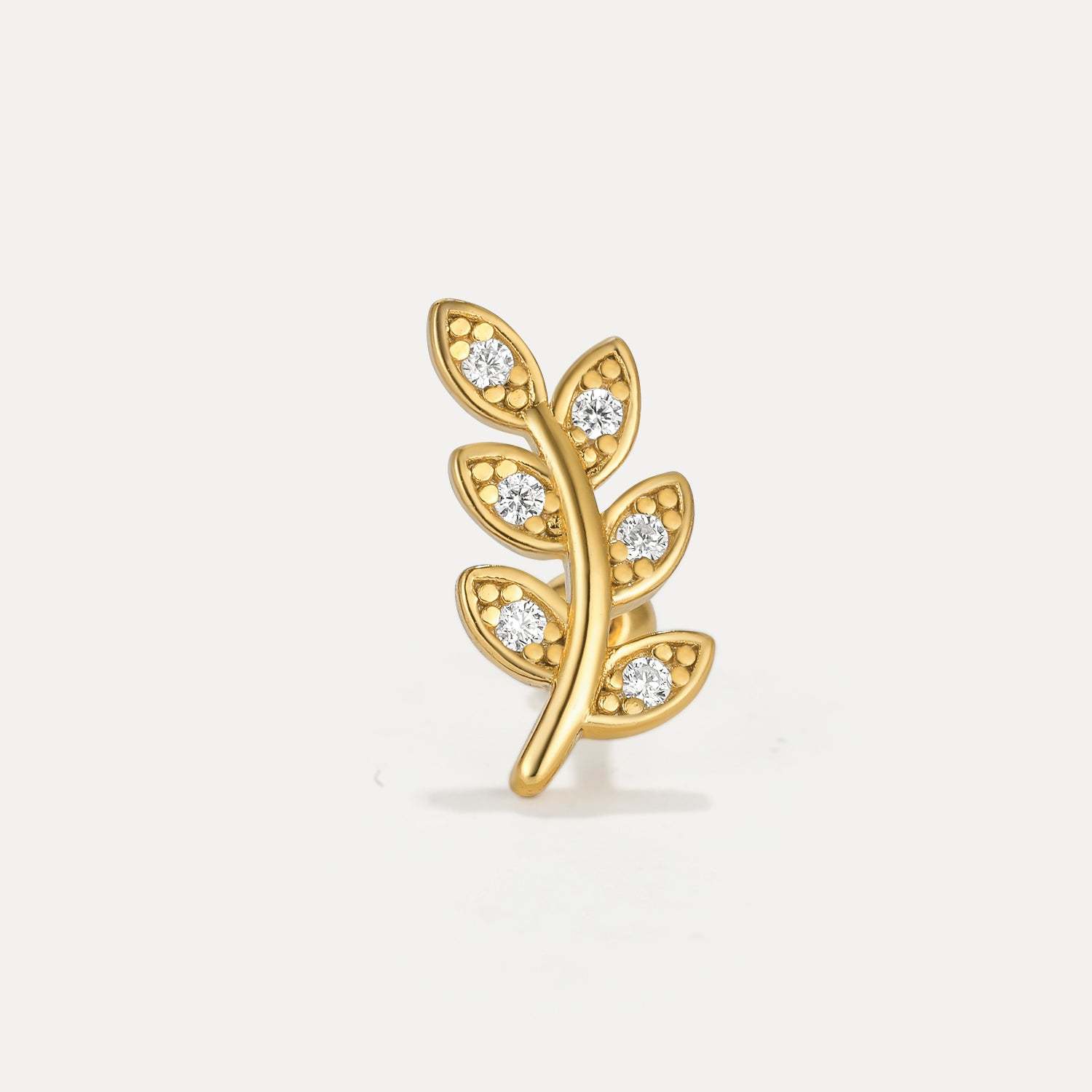 S925 Leaf Pave Perforated Stud-Olarajewelry
