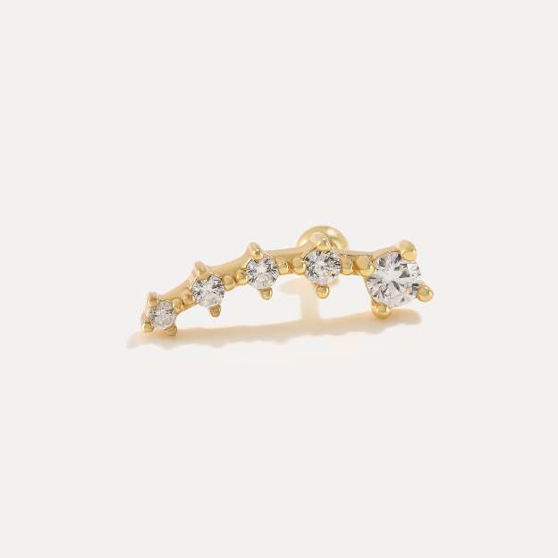 S925 Olara Gold Vermeil Curved Zircon Climber Earring-Olarajewelry