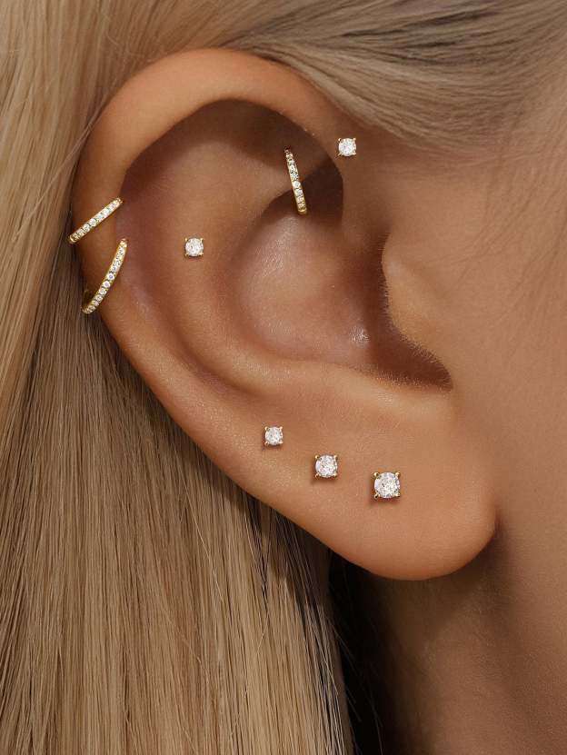 S925 Multisize Four-Claw Zircon Studs-Olarajewelry