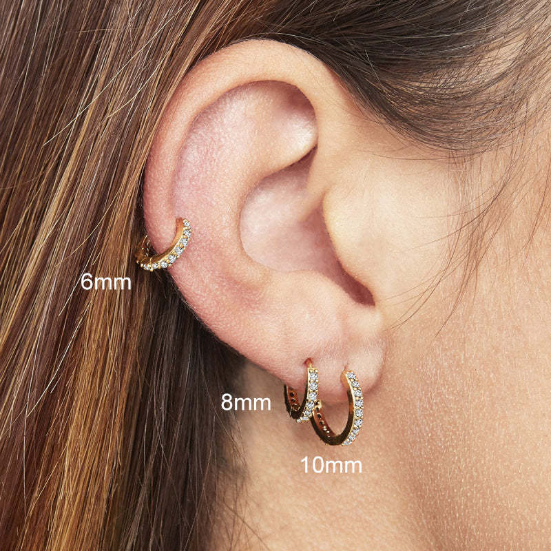 S925 Multi Size Zircon Hoop Earring Set-Olarajewelry