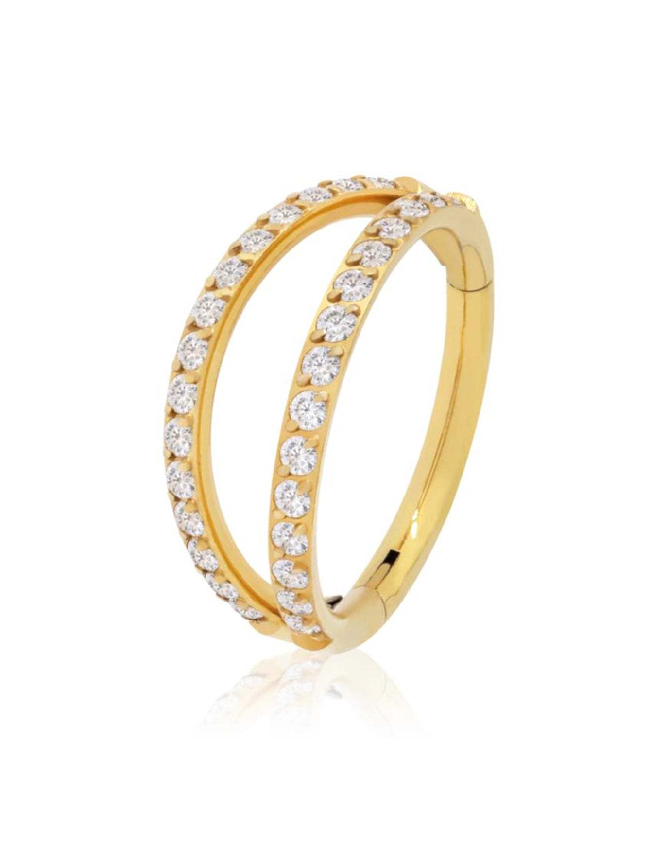 S925 Double Row Zircon Hoop Earring 10MM-Olarajewelry