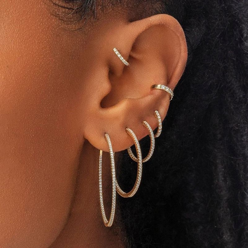 Olara Single Row Zircon Inlaid Large Earrings-Olarajewelry