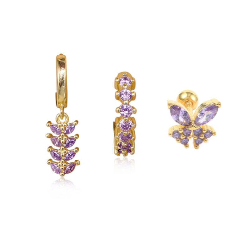 S925 Violet Oil Drop Earring Set-Olarajewelry