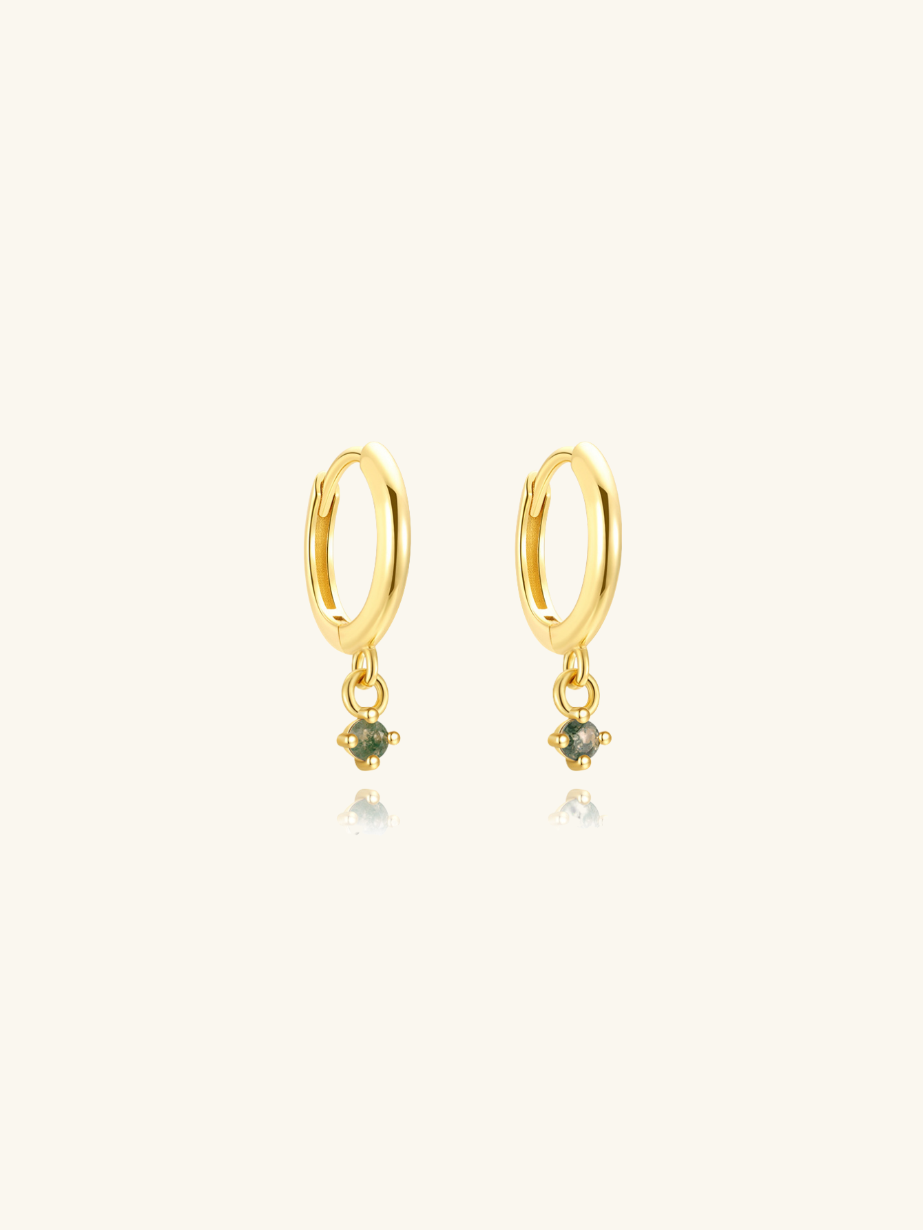 S925 Moss Agate Rhombus Drop Earrings