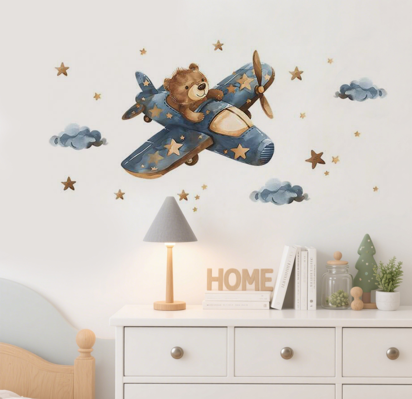 Bear in Airplane Nursery Wall Sticker