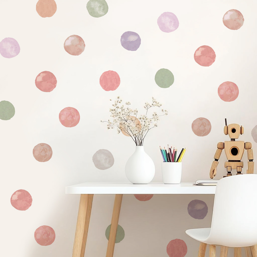 Watercolour Polka Dots Nursery Wall Stickers