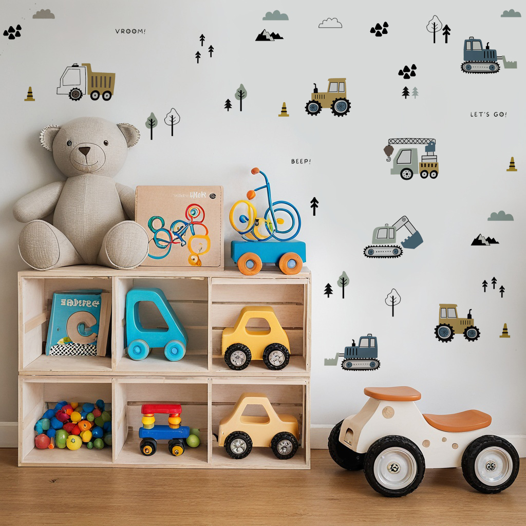 Truck, Tractor and Digger Nursery Wall Stickers