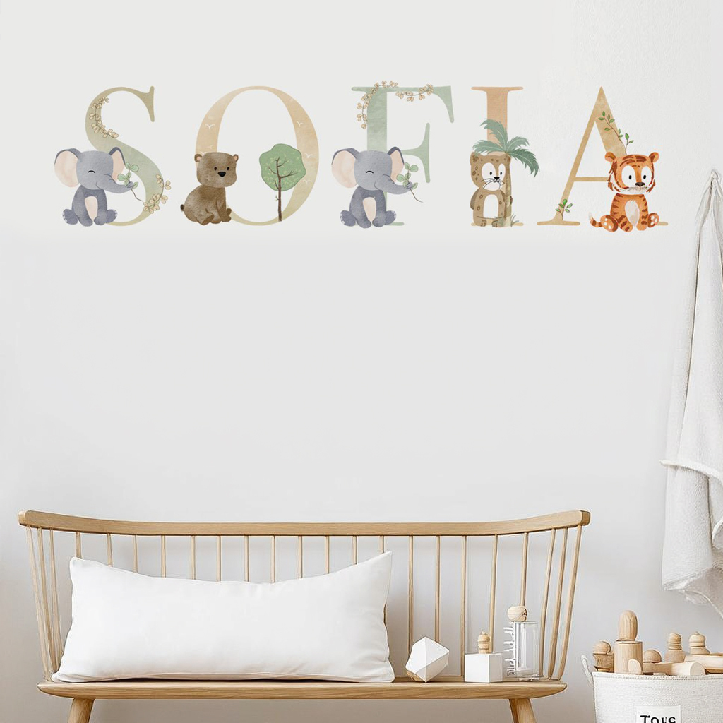 Safari Personalised Names Nursery Wall Stickers