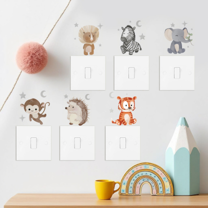 Watercolour Animal Light Switch Wall Stickers