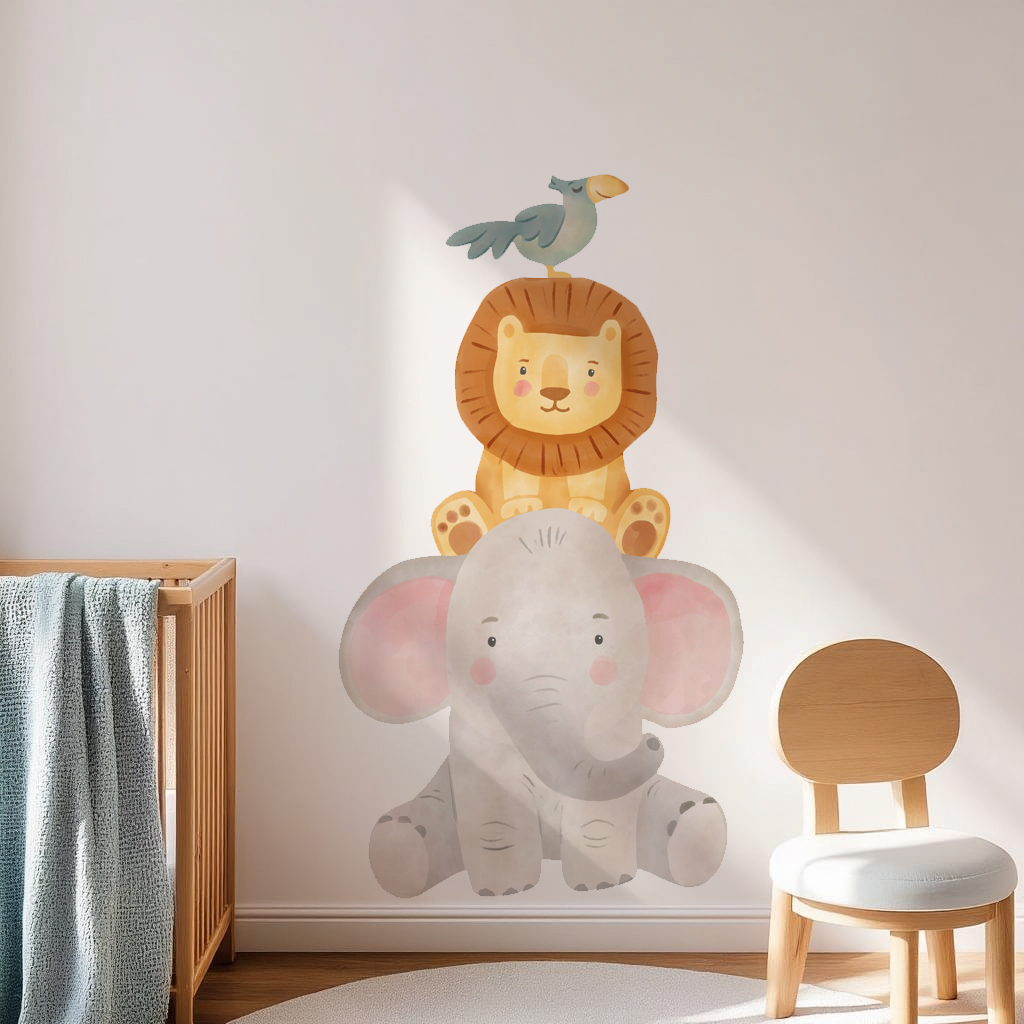 Large Safari Tower of Friends Animal Wall Sticker