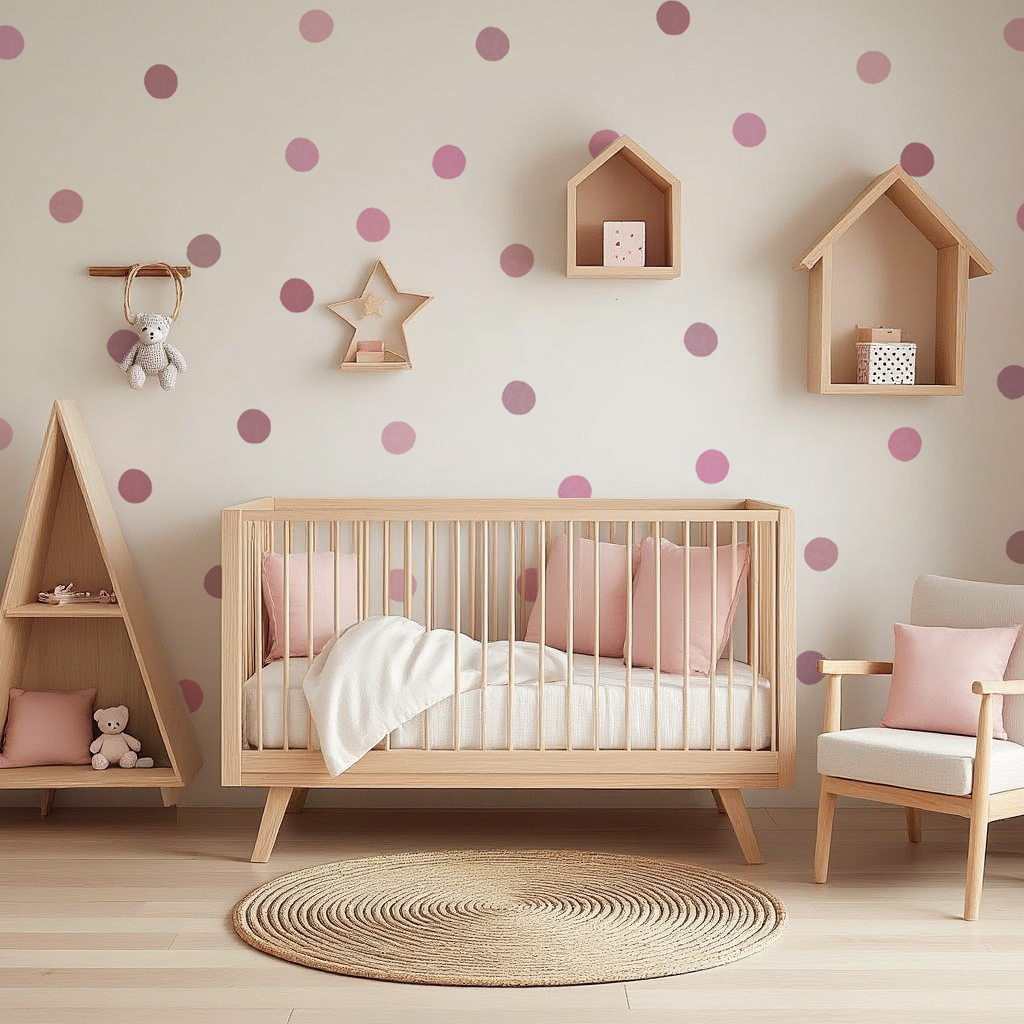 Pink Polka Dots Nursery Wall Stickers