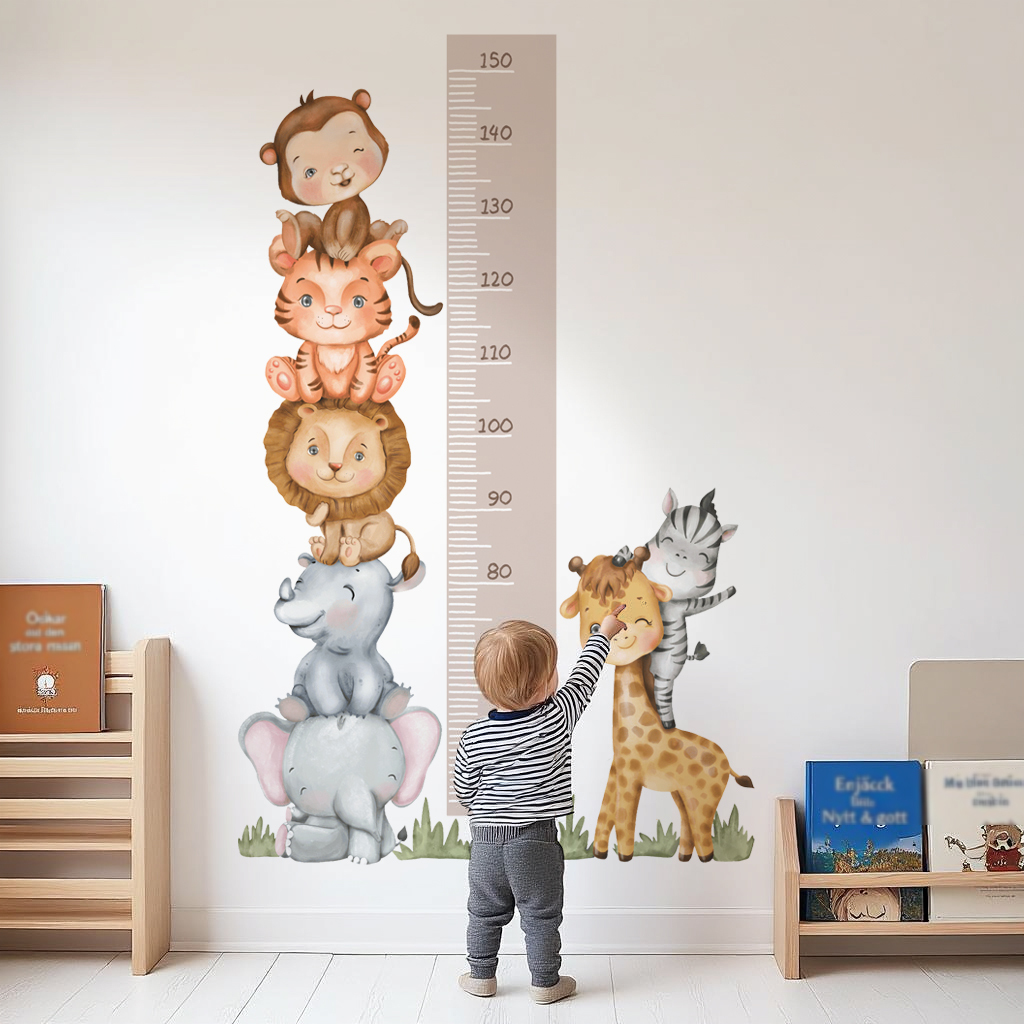Safari Friends Height Chart Nursery Wall Sticker