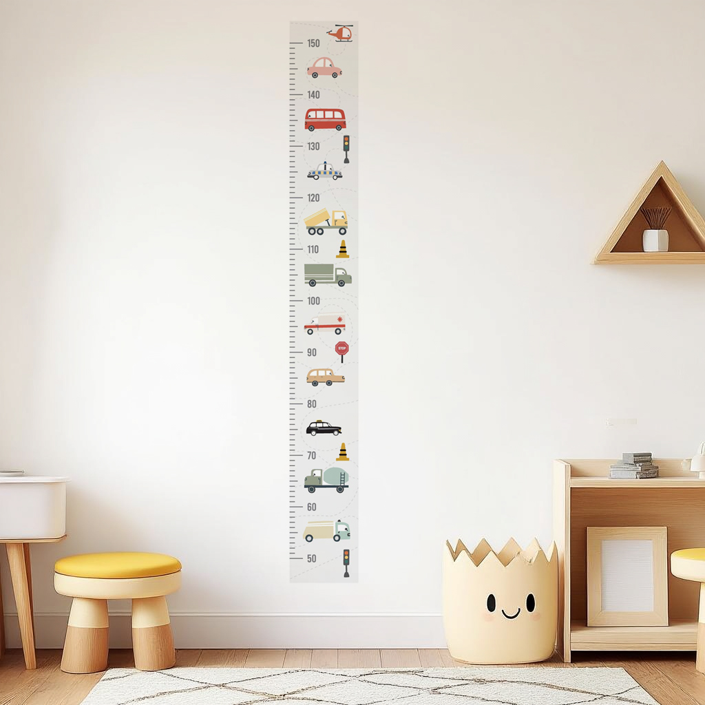 Transport Vehicles Height Chart Nursery Wall Stickers