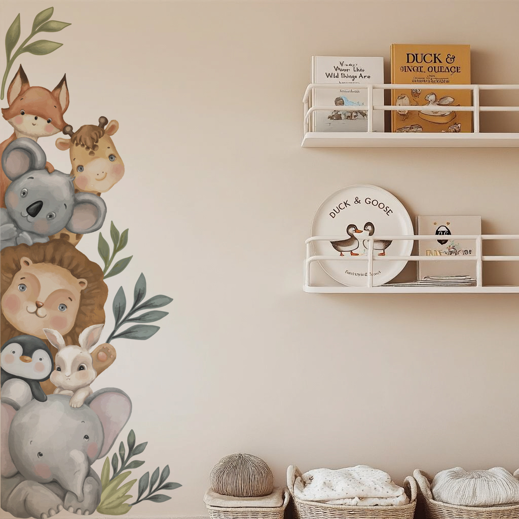 Peeking Animal Jungle Nursery Wall Stickers