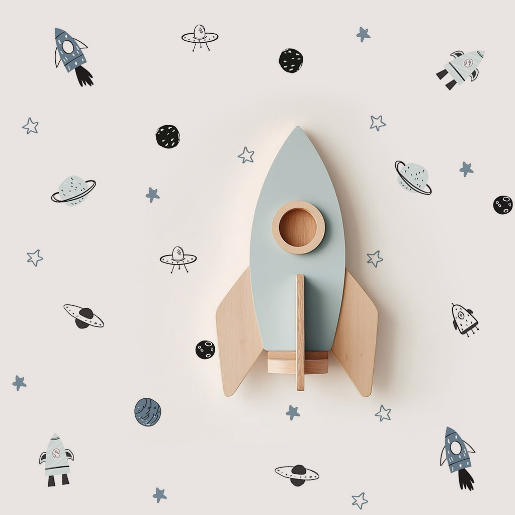 Rocket Dreams Space Nursery Wall Stickers