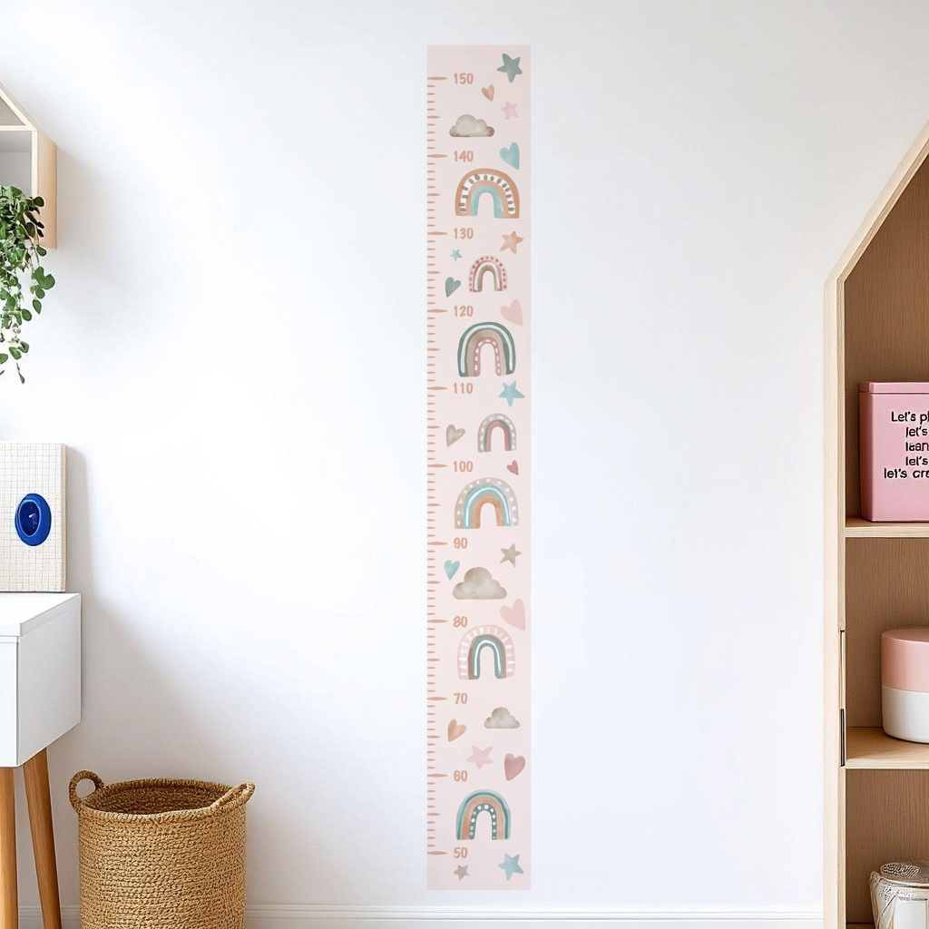 Rainbow & Clouds Height Chart Wall Sticker