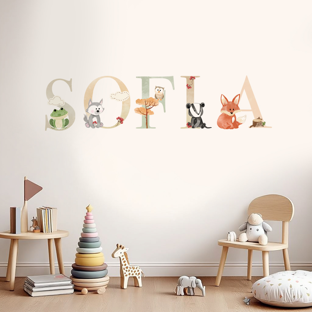 Woodland Personalised Names Nursery Wall Stickers