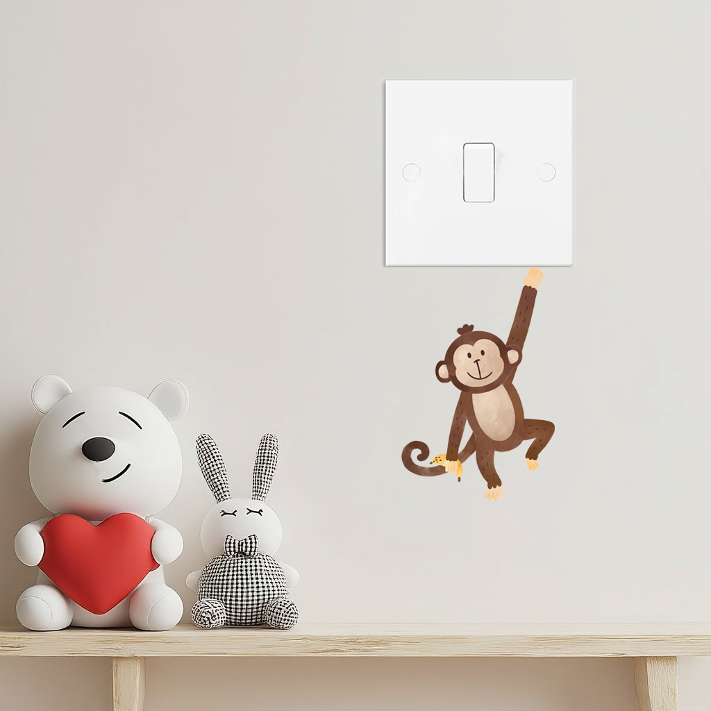 Hanging Monkey Light Switch Wall Sticker