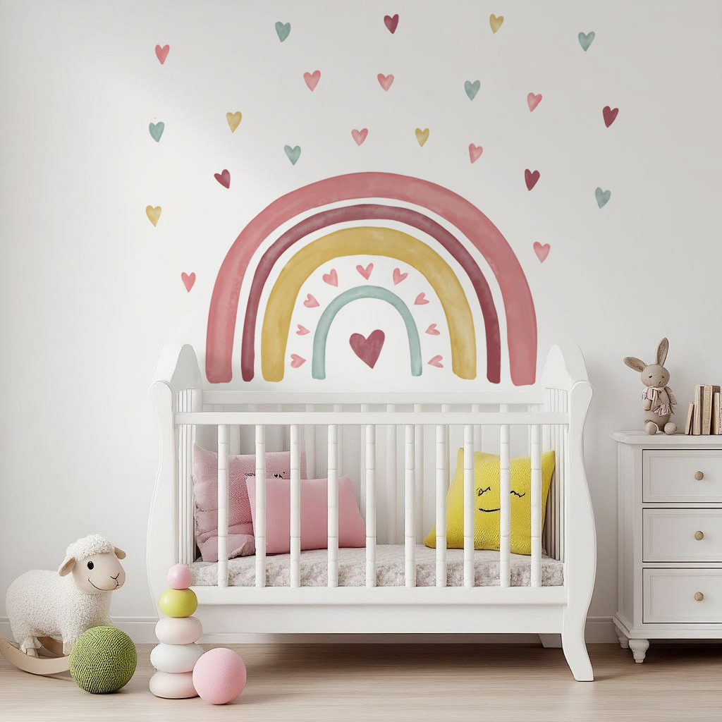 Loving Heart Rainbow Nursery Wall Sticker