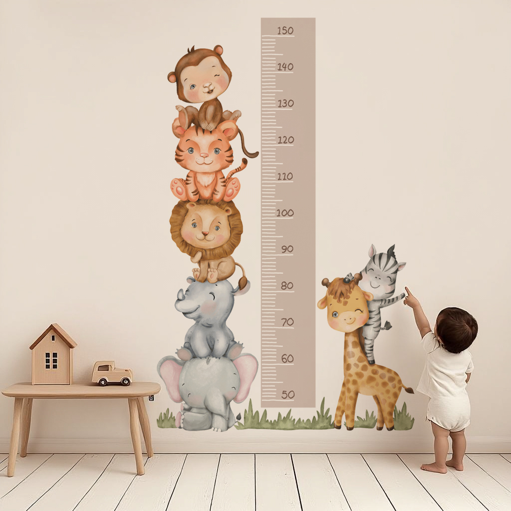 Safari Friends Height Chart Nursery Wall Sticker
