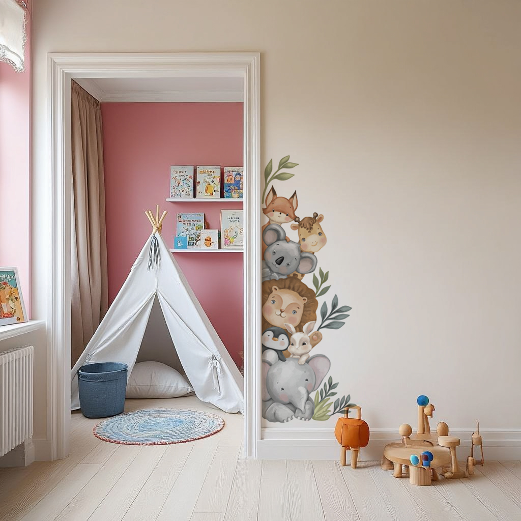 Peeking Animal Jungle Nursery Wall Stickers