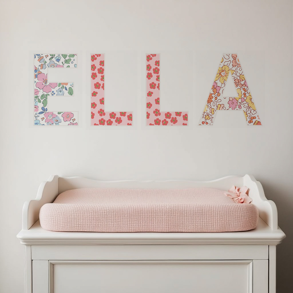 British Floral-Inspired Personalised Names Wall Stickers