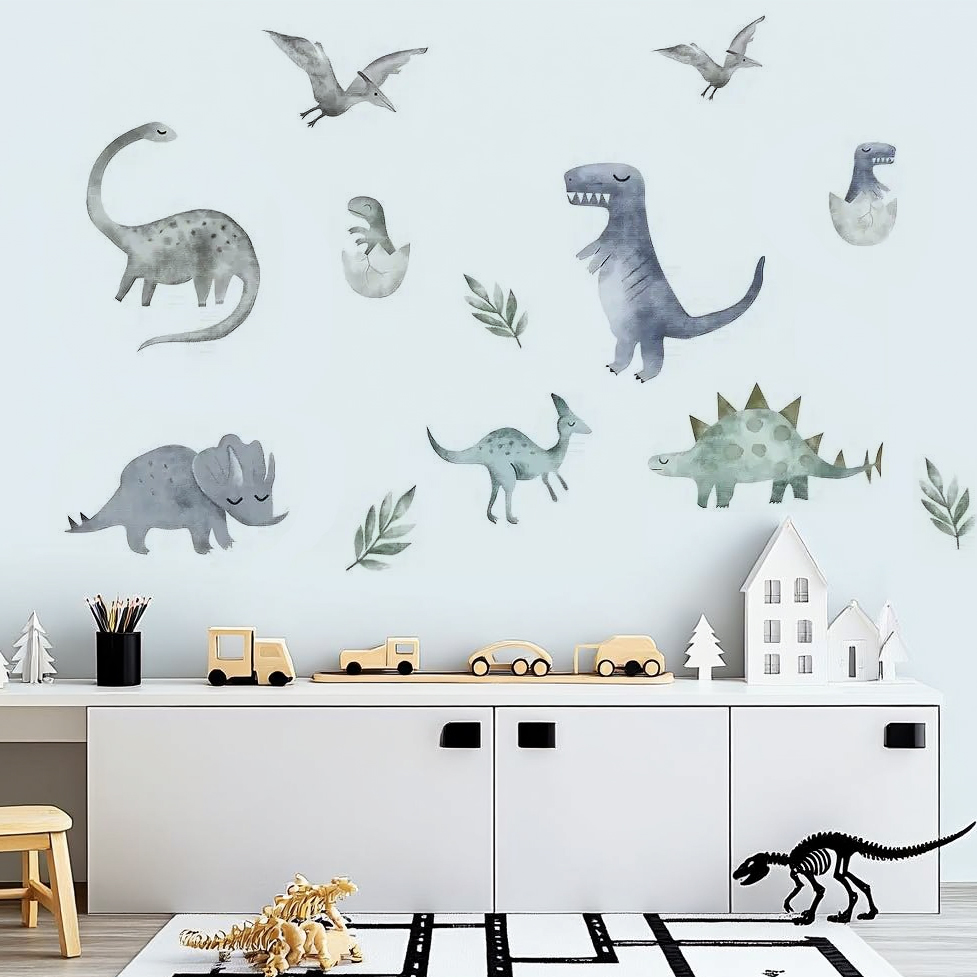 Watercolour Dinosaur Nursery Wall Stickers