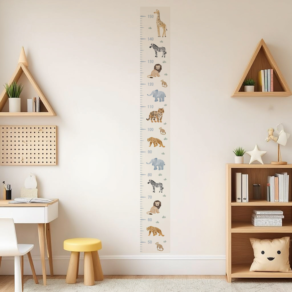 Mini Safari Animals Height Chart Wall Sticker